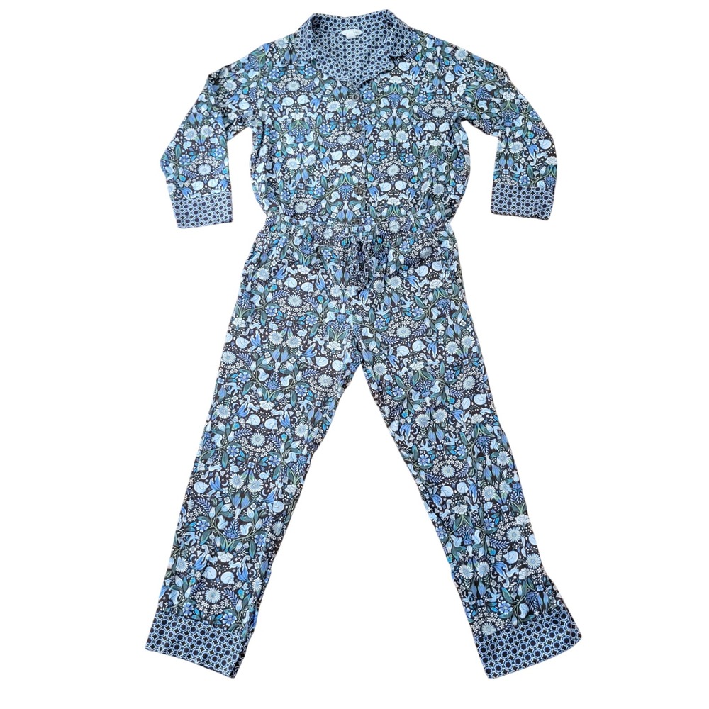 Vera Bradley M Pajama Set Brown Blue Enchanted Woodland Forest Floral PJs Comfy